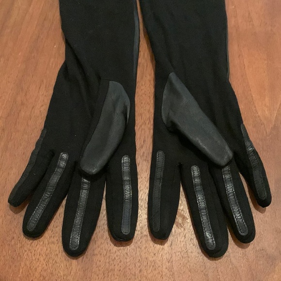 Long black leather gloves - large - XL - Picture 3 of 6